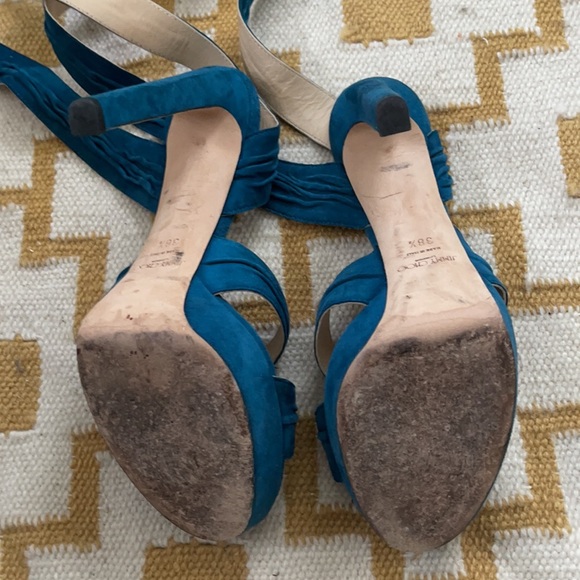 Jimmy Choo wrap around sandals . Teal & velvet - Picture 5 of 6